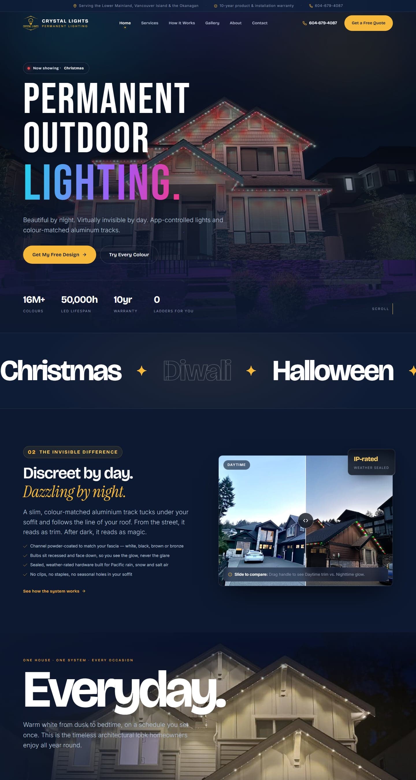 Crystal Lights homepage design